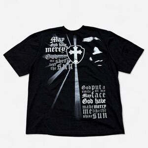 G Unit Mens Y2K May God Have Mercy Graphic T-Shirt Black Large Heavyweight